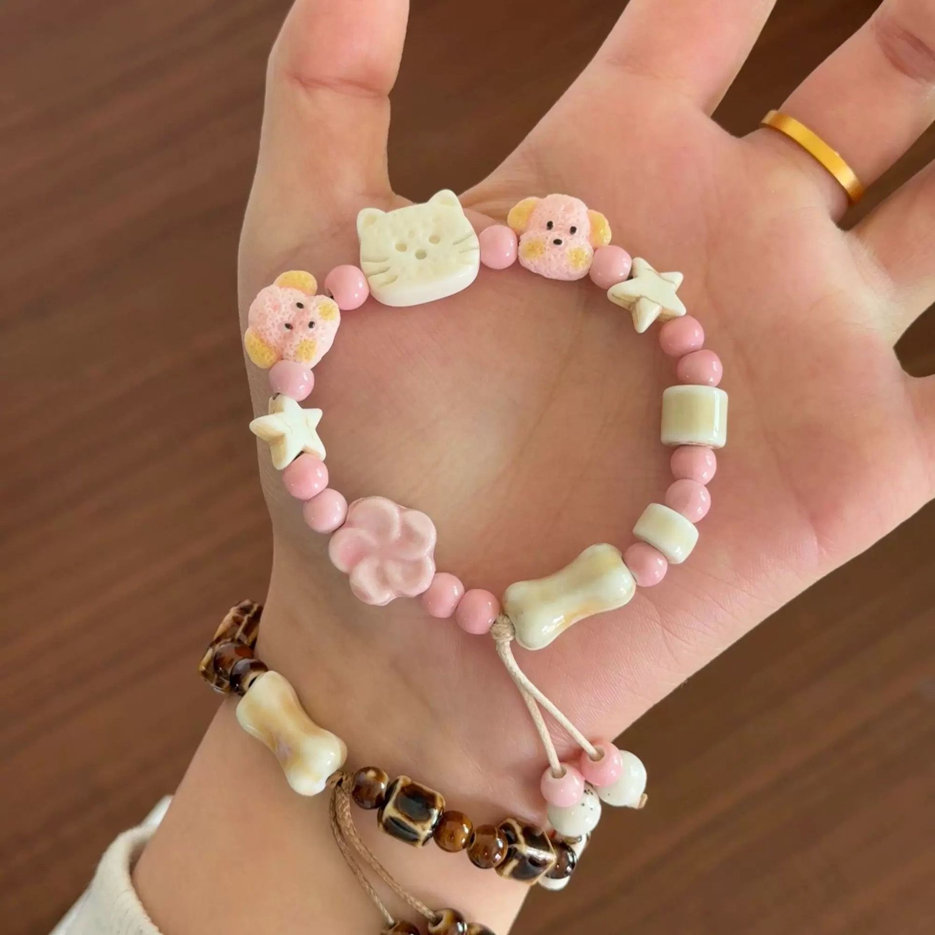 Ceramic Link Bracelet - 1pc Cute Ceramic Bracelet Kitten Puppy