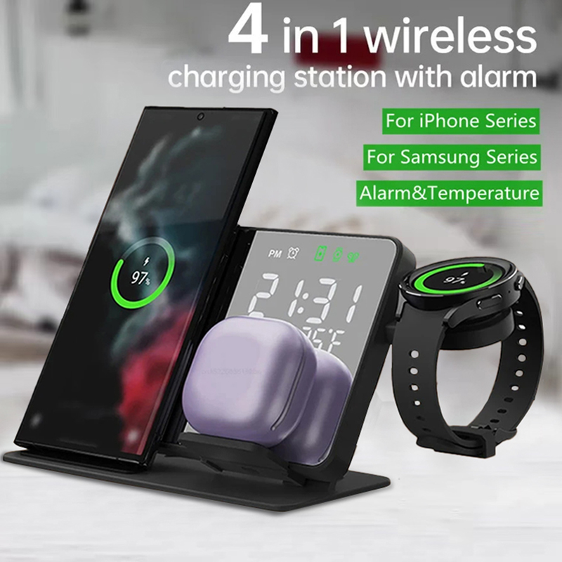 Wireless Charger Alarm Clock S - Wireless Charger Watch ulasan dan harga