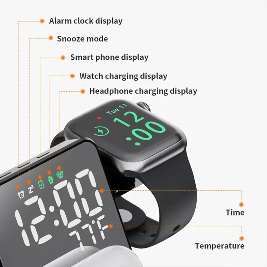 Wireless Charger Alarm Clock S - Wireless Charger Watch ulasan dan harga