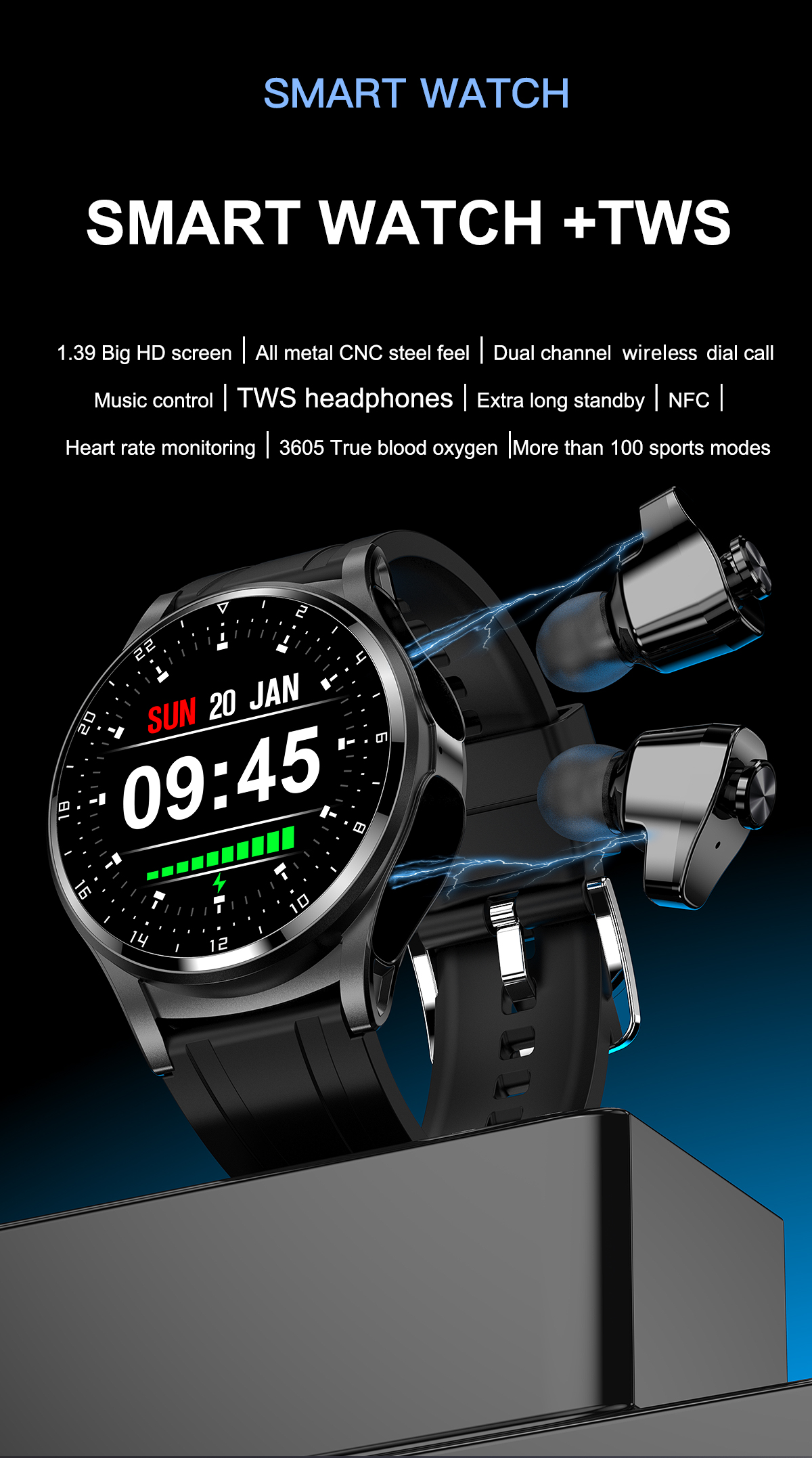 Headset Smart Watch 2 in 1 TWS - Smartwatch Headset ulasan dan harga