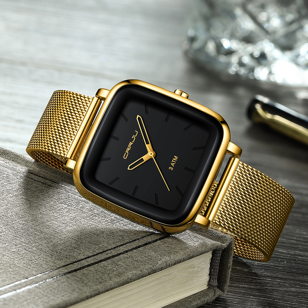 CRRJU Mens Watches Top Brand L - Stainless Mesh Band ulasan dan harga