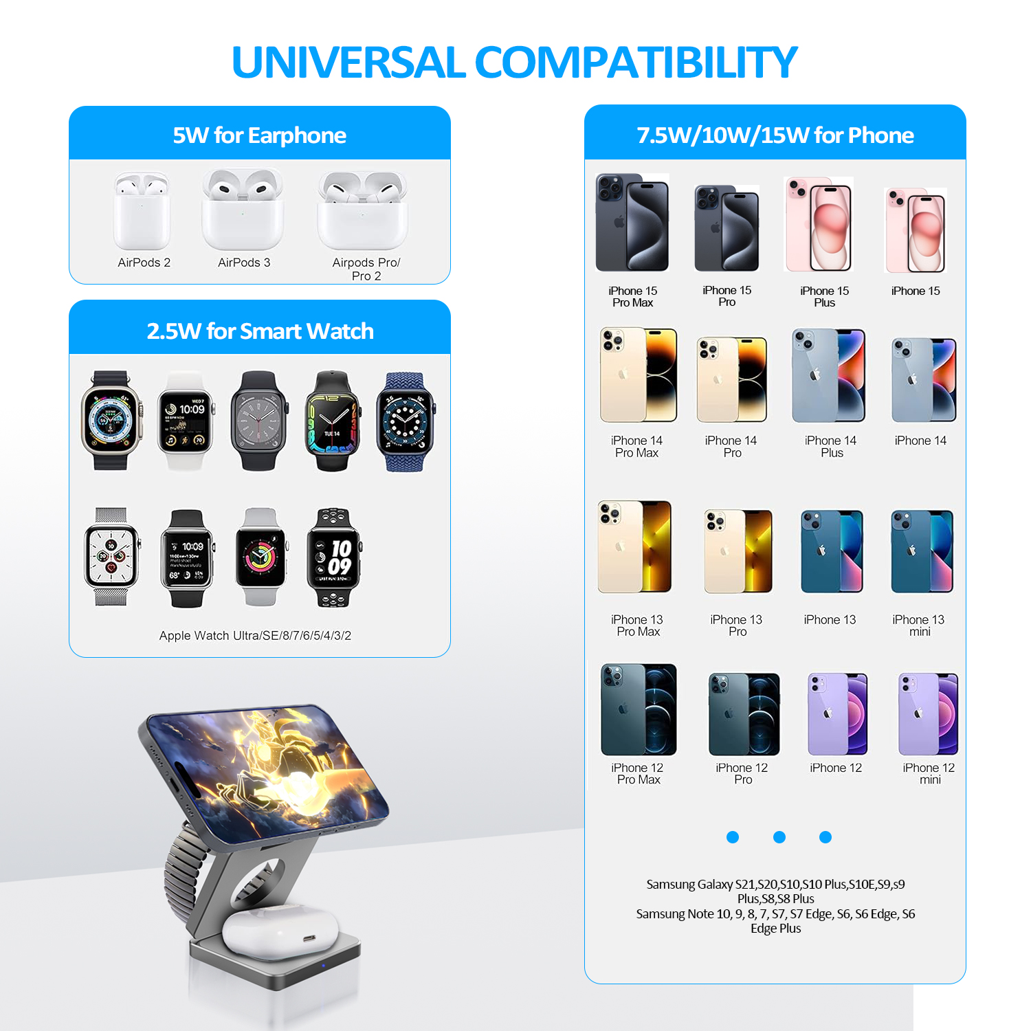 15W 3 in 1 Magnetic Wireless C - Wireless Charger Watch ulasan dan harga