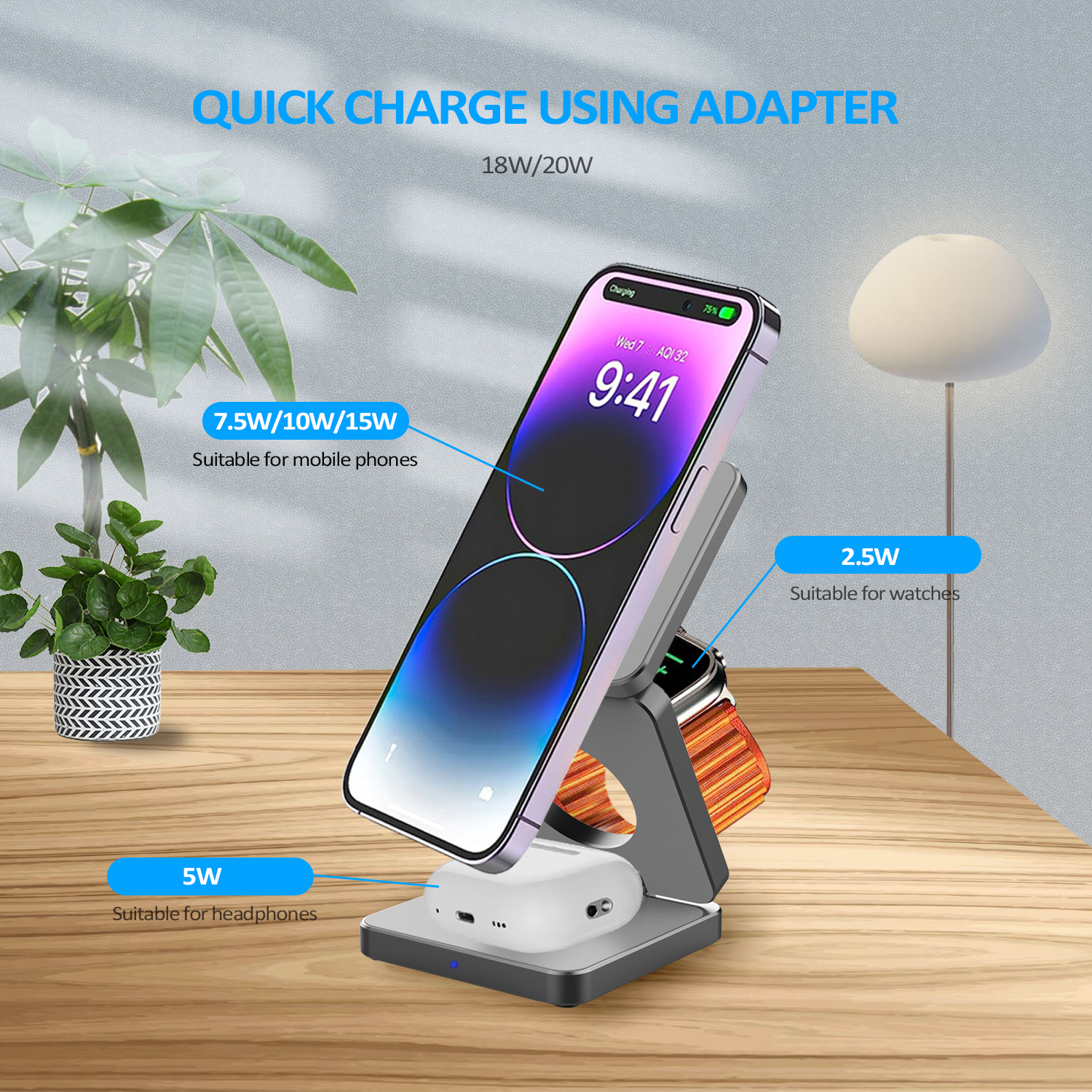 15W 3 in 1 Magnetic Wireless C - Wireless Charger Watch ulasan dan harga