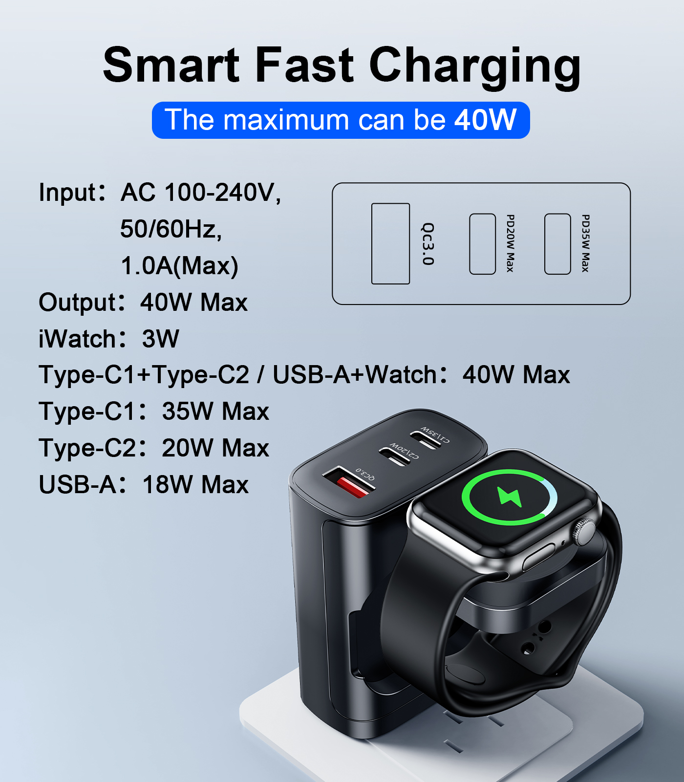 Eary 40W for Apple Charging Bl - Wireless Charger Watch ulasan dan harga
