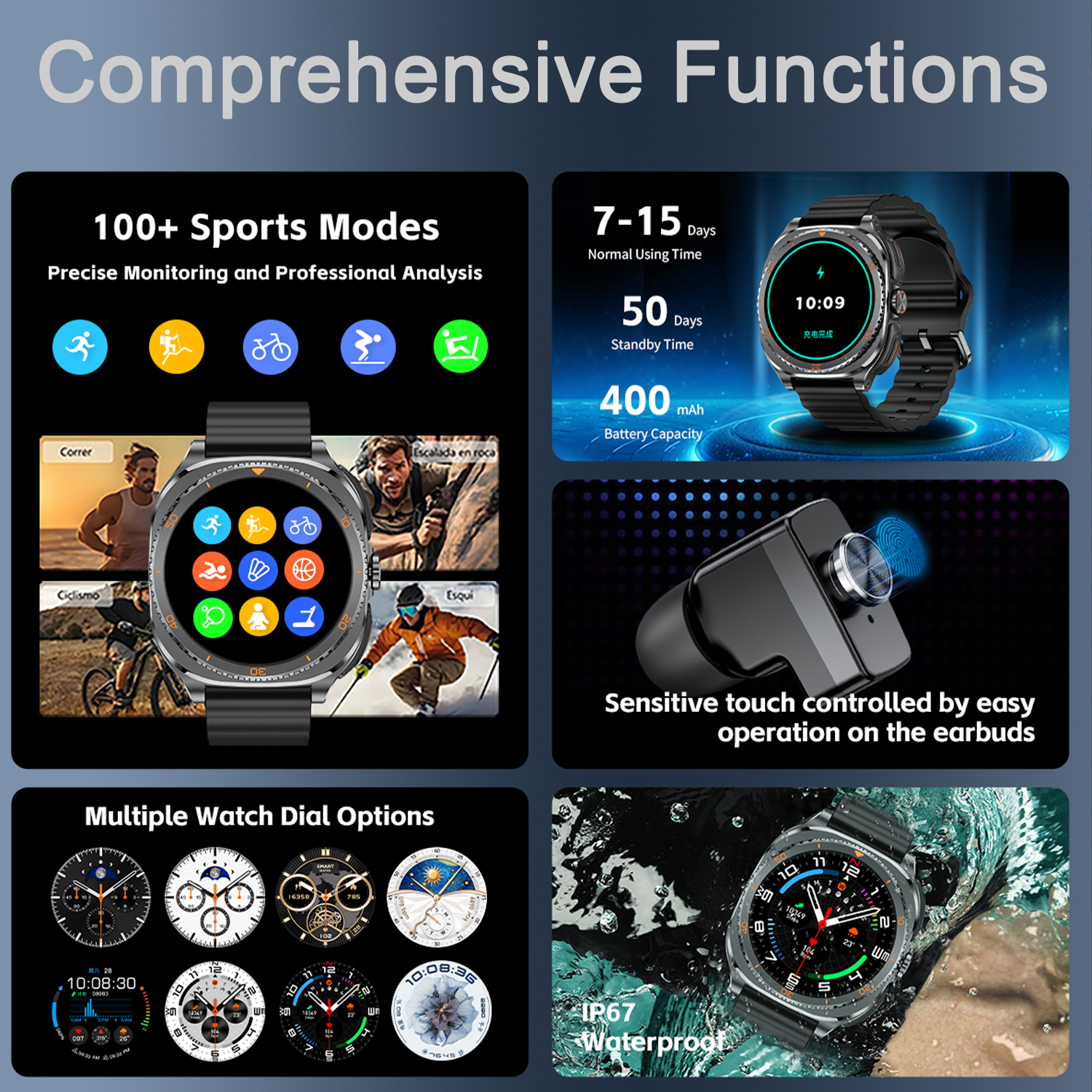 TWS 2in 1 Smart Watch with Hea - Smartwatch Headset ulasan dan harga