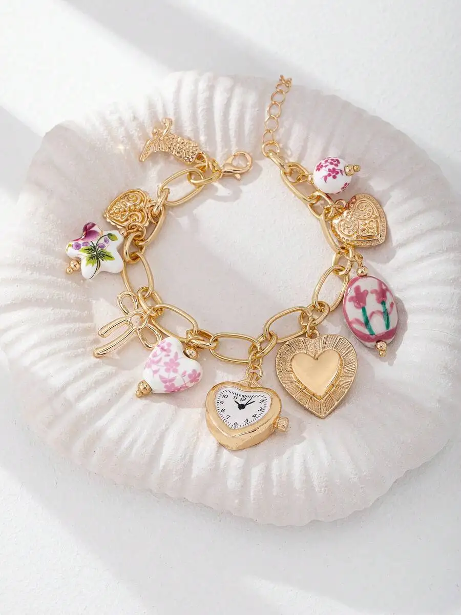 Handmade Floral Porcelain Char - Ceramic Link Bracelet ulasan dan harga